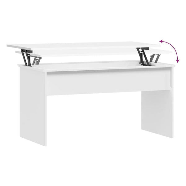 Weißer Couchtisch mit Höhenverstellung, 102 cm