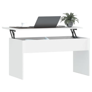 Weißer Couchtisch mit Höhenverstellung, 102 cm