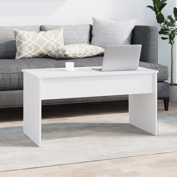 Weißer Couchtisch mit Höhenverstellung, 102 cm