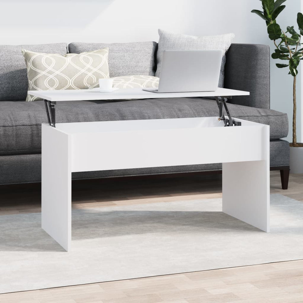 Weißer Couchtisch mit Höhenverstellung, 102 cm