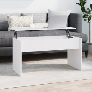 Weißer Couchtisch mit Höhenverstellung, 102 cm