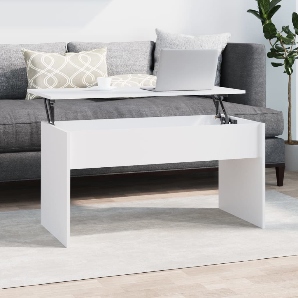 Weißer Couchtisch mit Höhenverstellung, 102 cm