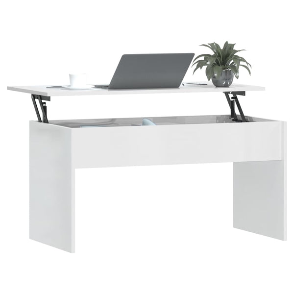 Couchtisch Hochglanz Weiß, 102 cm