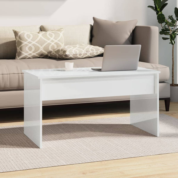 Couchtisch Hochglanz Weiß, 102 cm