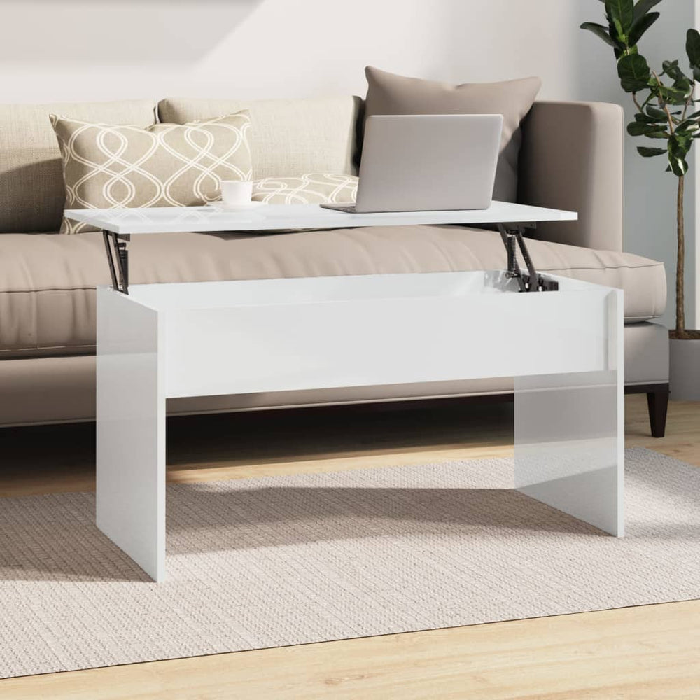 vidaXL Table basse blanc brillant 102x50,5x52,5 cm Bois d'ingénierie