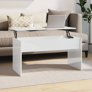 Couchtisch Hochglanz Weiß, 102 cm
