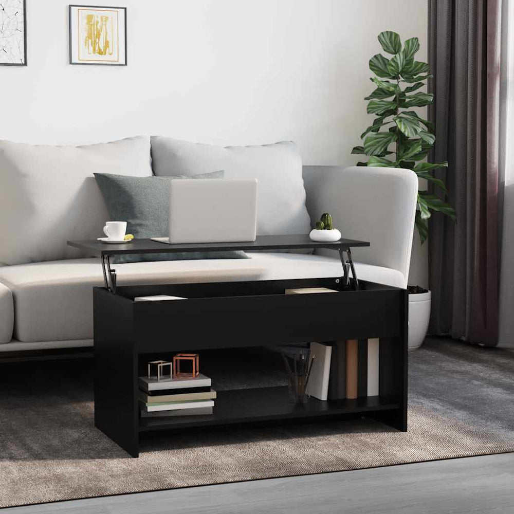 vidaXL Table basse noire 102x50x52,5 cm en bois d'ingénierie