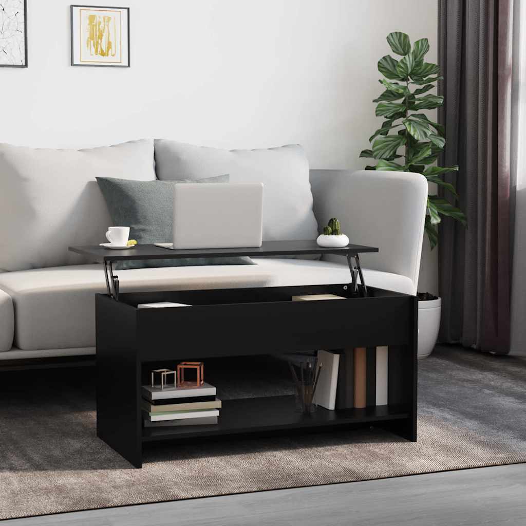Schwarzer Couchtisch mit Stauraum