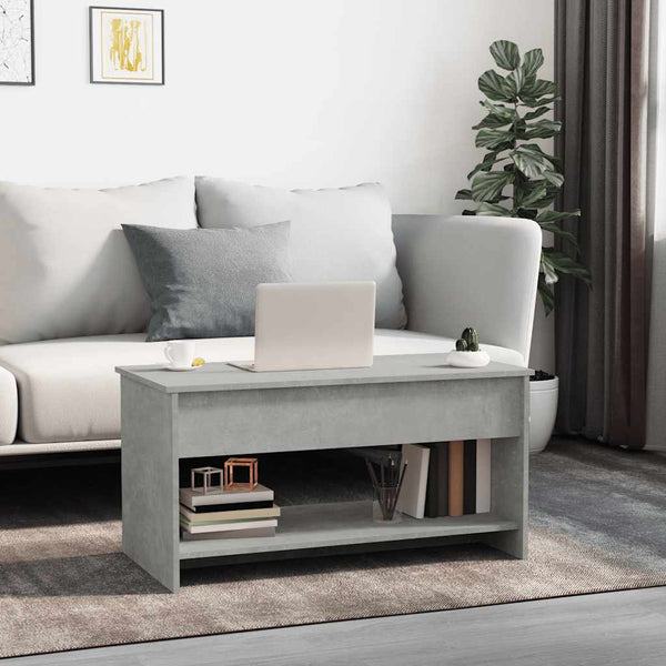 vidaXL Table basse gris béton 102x50x52,5 cm bois d'ingénierie