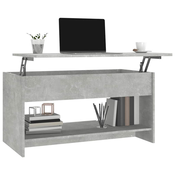 vidaXL Table basse gris béton 102x50x52,5 cm bois d'ingénierie