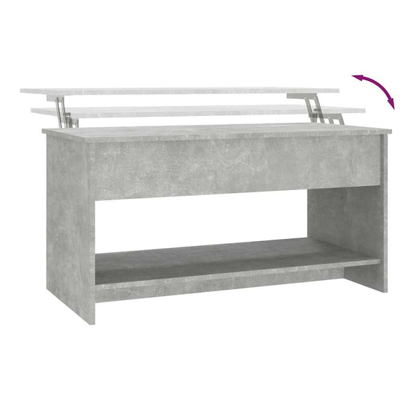 vidaXL Table basse gris béton 102x50x52,5 cm bois d'ingénierie