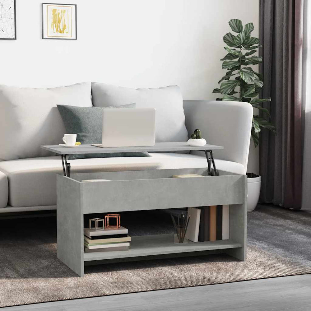 vidaXL Table basse gris béton 102x50x52,5 cm bois d'ingénierie