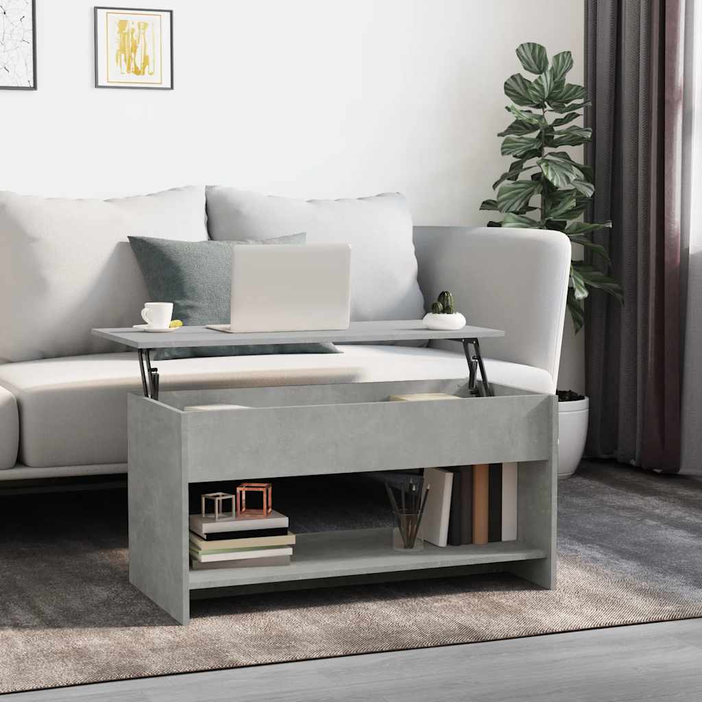 vidaXL Table basse gris béton 102x50x52,5 cm bois d'ingénierie