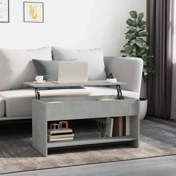 vidaXL Table basse gris béton 102x50x52,5 cm bois d'ingénierie