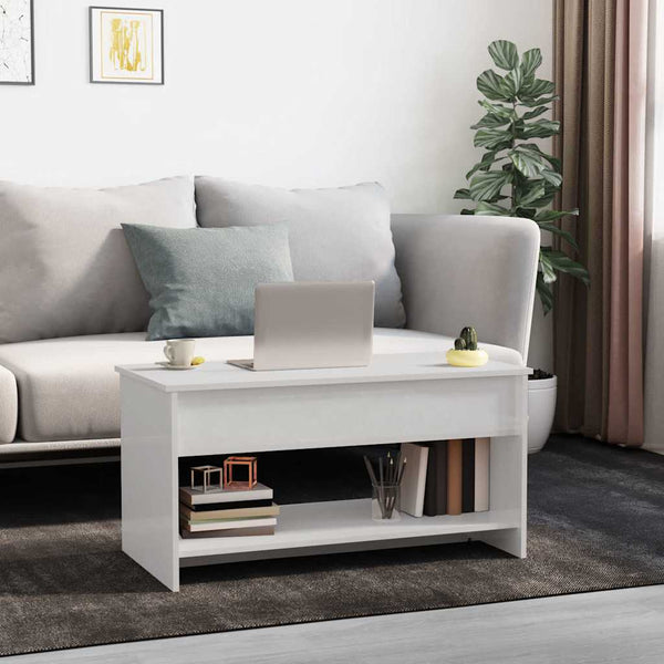 Couchtisch Hochglanz Weiß 102x50 cm
