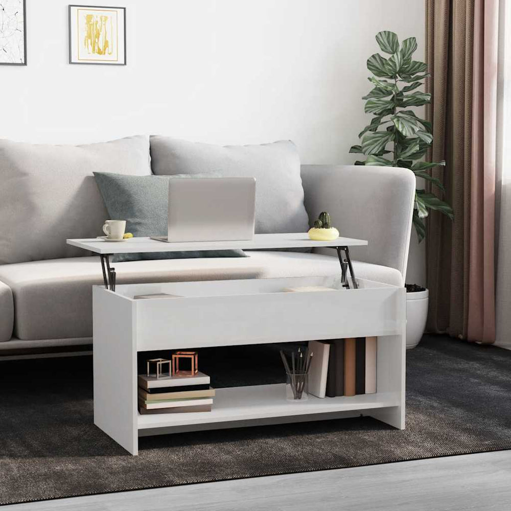 vidaXL Table basse Blanc brillant 102x50x52,5 cm Aggloméré