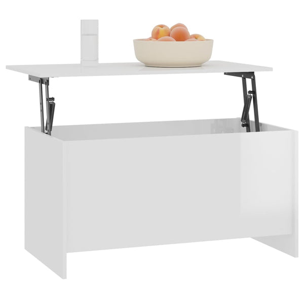 Hochglanz Couchtisch Weiß, 102 cm
