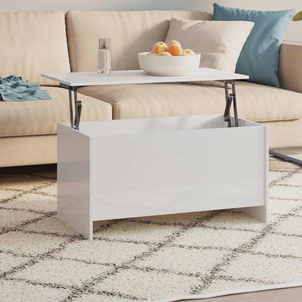 Hochglanz Couchtisch Weiß, 102 cm