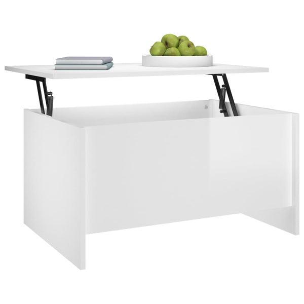 Hochglanz Couchtisch Weiß, 80 cm