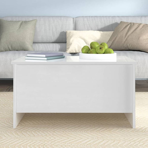 Hochglanz Couchtisch Weiß, 80 cm