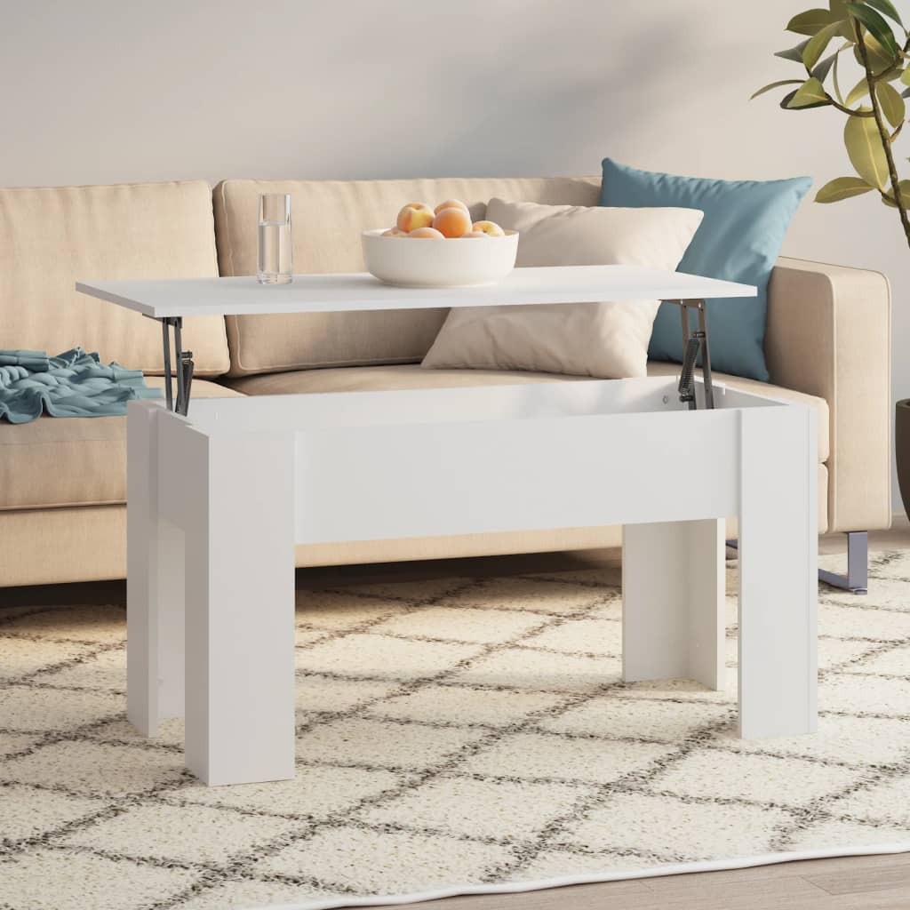 Weißer Couchtisch aus Holzwerkstoff, 101 cm