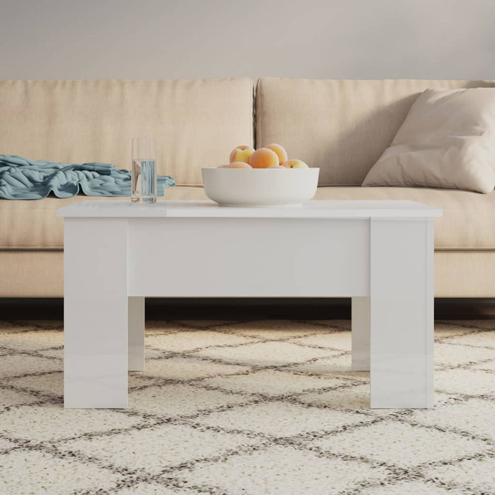 vidaXL Table basse Blanc brillant 79x49x41 cm Bois d'ingénierie