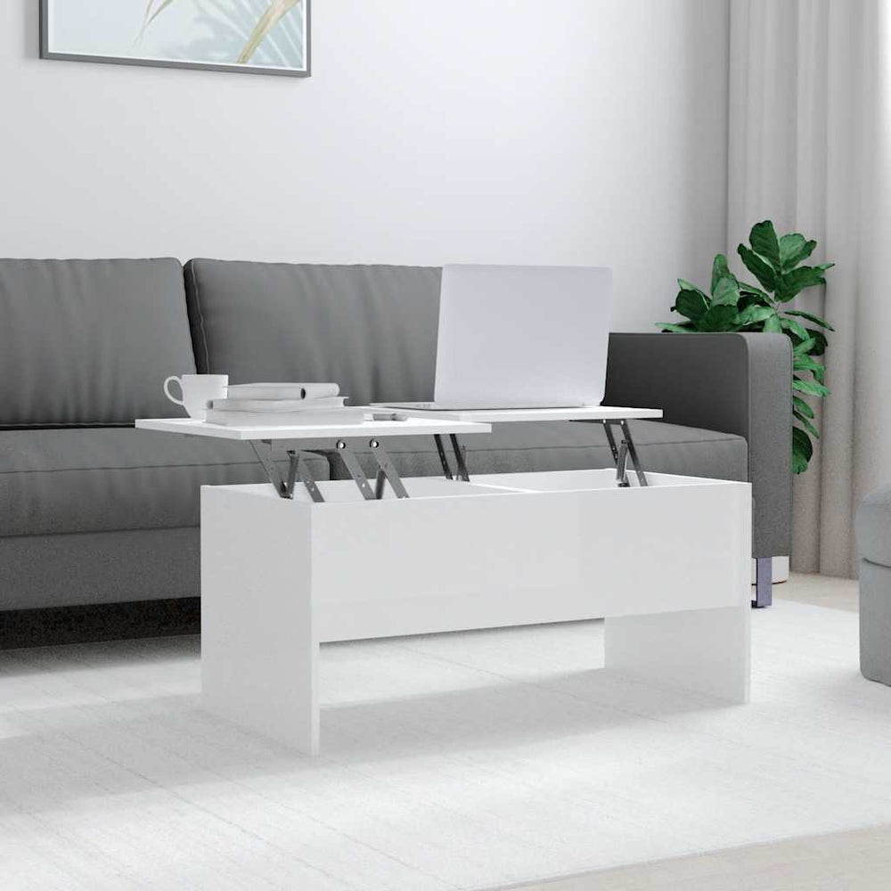 vidaXL Table basse blanc brillant 102x50,5x46,5 cm Aggloméré