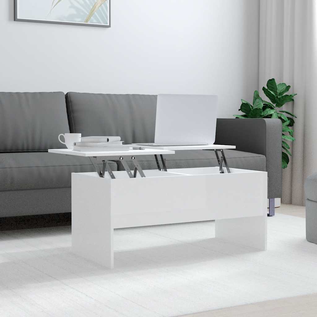 Couchtisch Hochglanz Weiß 102 cm