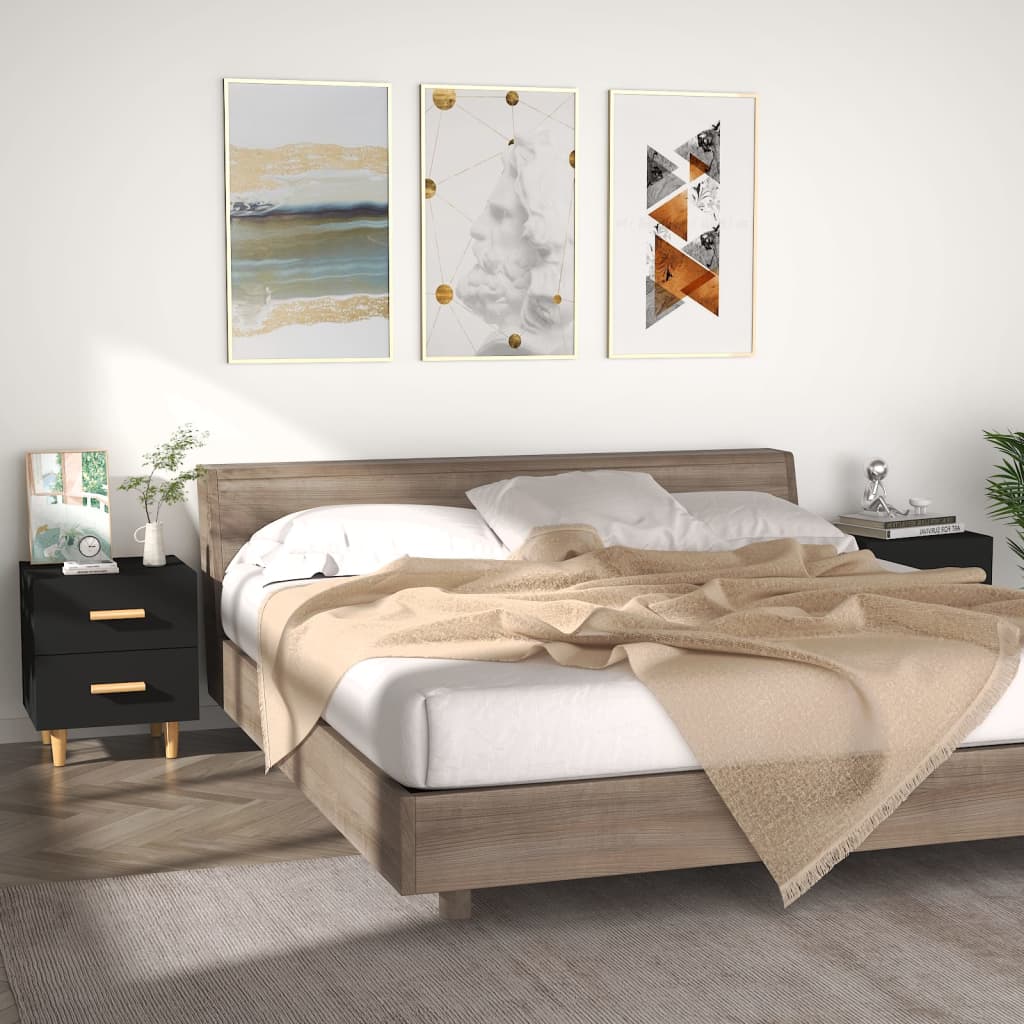Nachttische 2er Set, Schwarz, 40x35x47,5 cm