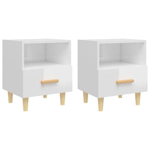 Nachttische 2er Set, Hochglanz Weiß 40x35x47 cm