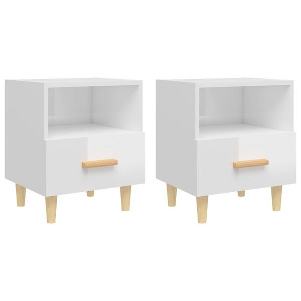 Nachttische 2er Set, Hochglanz Weiß 40x35x47 cm