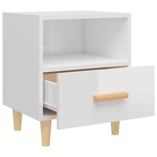 Nachttische 2er Set, Hochglanz Weiß 40x35x47 cm