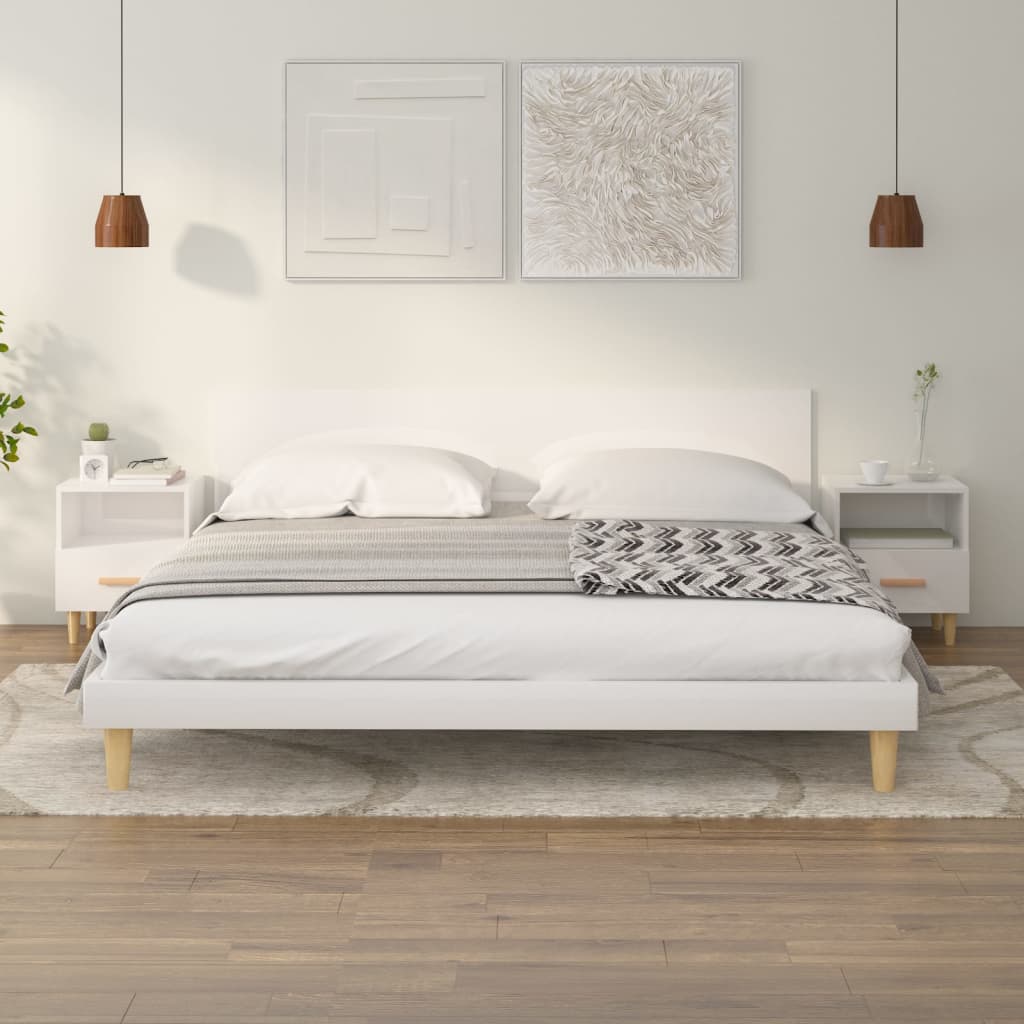 Nachttische 2er Set, Hochglanz Weiß 40x35x47 cm