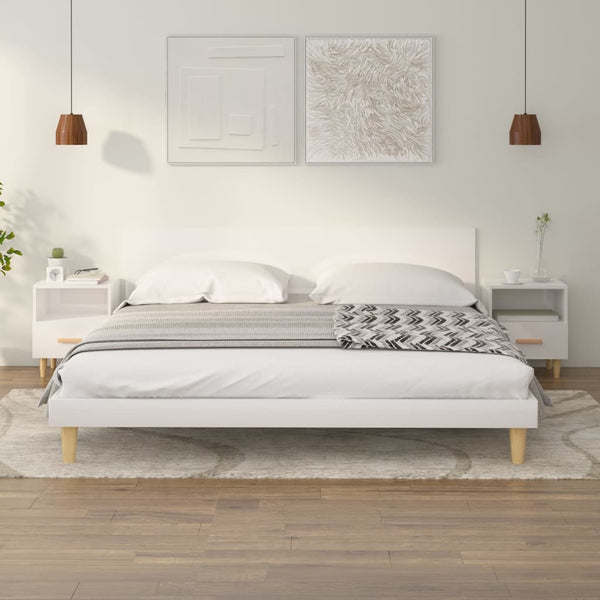 Nachttische 2er Set, Hochglanz Weiß 40x35x47 cm