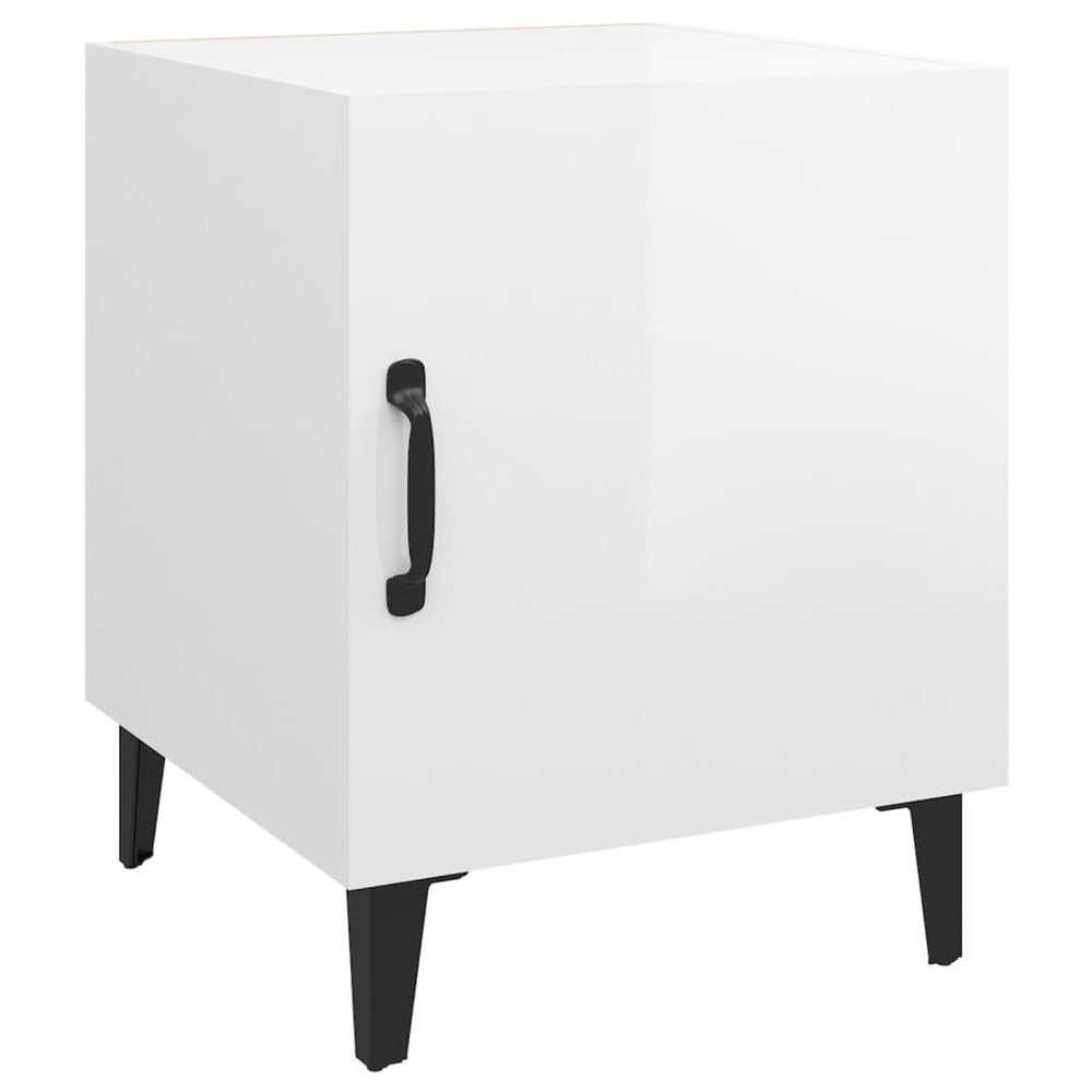 vidaXL Nightstand High Gloss White Engineered Wood