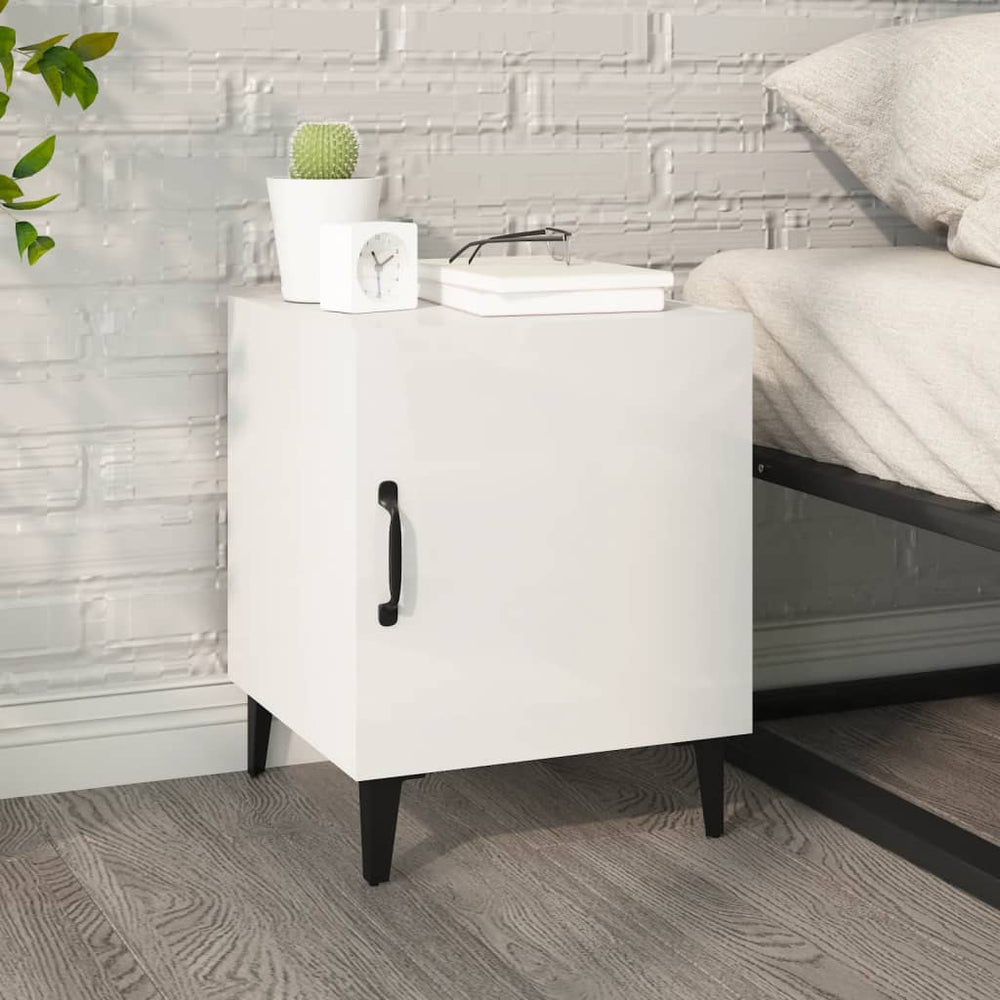 vidaXL Nightstand High Gloss White Engineered Wood