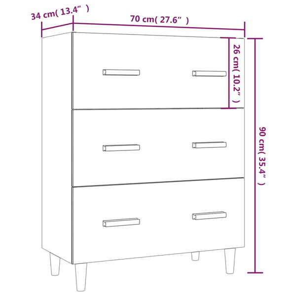 Schwarzes Sideboard 70x34x90 cm