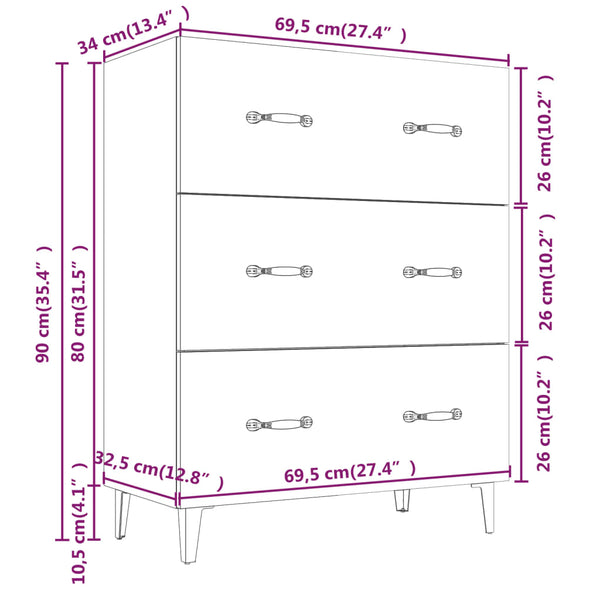 Schwarzes Sideboard 69,5 cm Holz