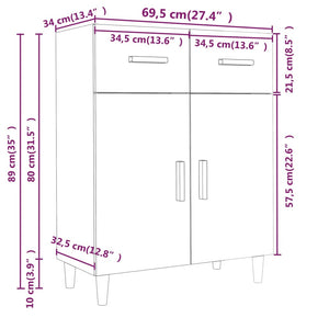 Weißes Sideboard 69,5x34x89 cm