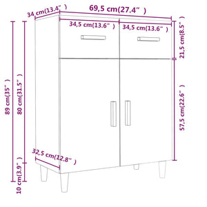 Hochglanz Weißes Sideboard 69,5 cm