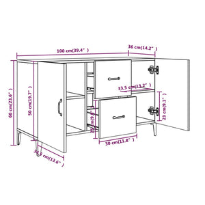 Sideboard Hochglanz Weiß 100 cm