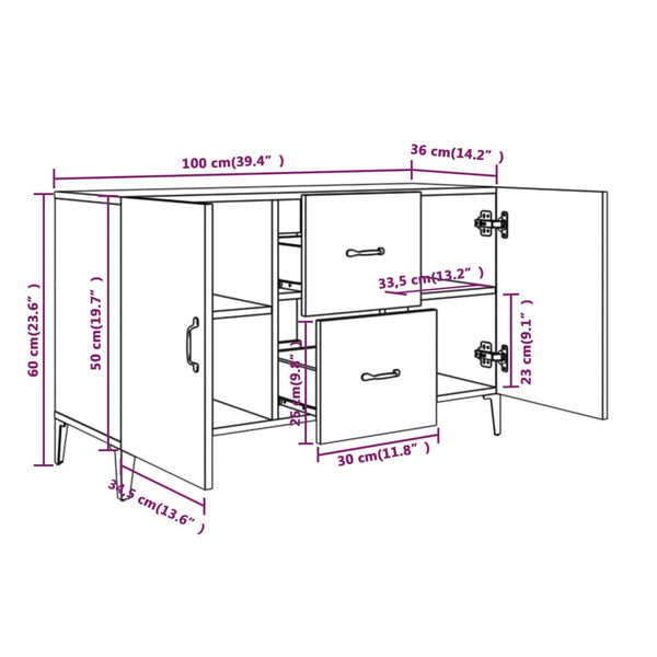 Sideboard Hochglanz Weiß 100 cm