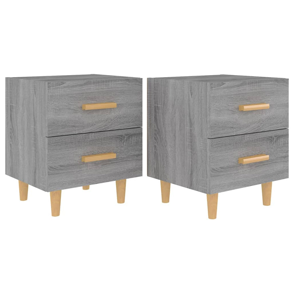 Nachttische 2er Set Grau Sonoma 40x35x47,5 cm