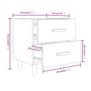 Nachttische 2er Set Grau Sonoma 40x35x47,5 cm