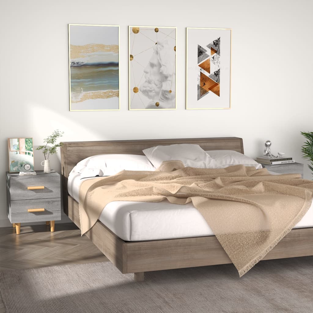 Nachttische 2er Set Grau Sonoma 40x35x47,5 cm