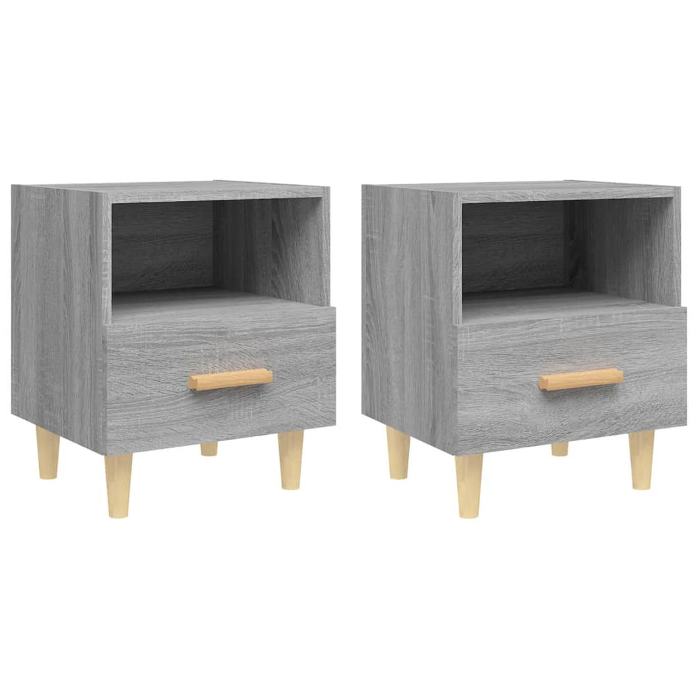 Nachttische 2er Set Grau Sonoma 40x35x47 cm