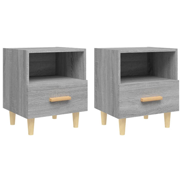 Nachttische 2er Set Grau Sonoma 40x35x47 cm