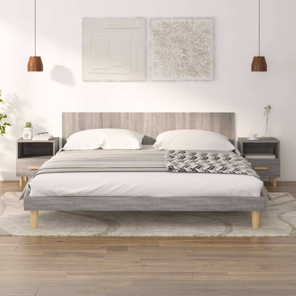 Nachttische 2er Set Grau Sonoma 40x35x47 cm