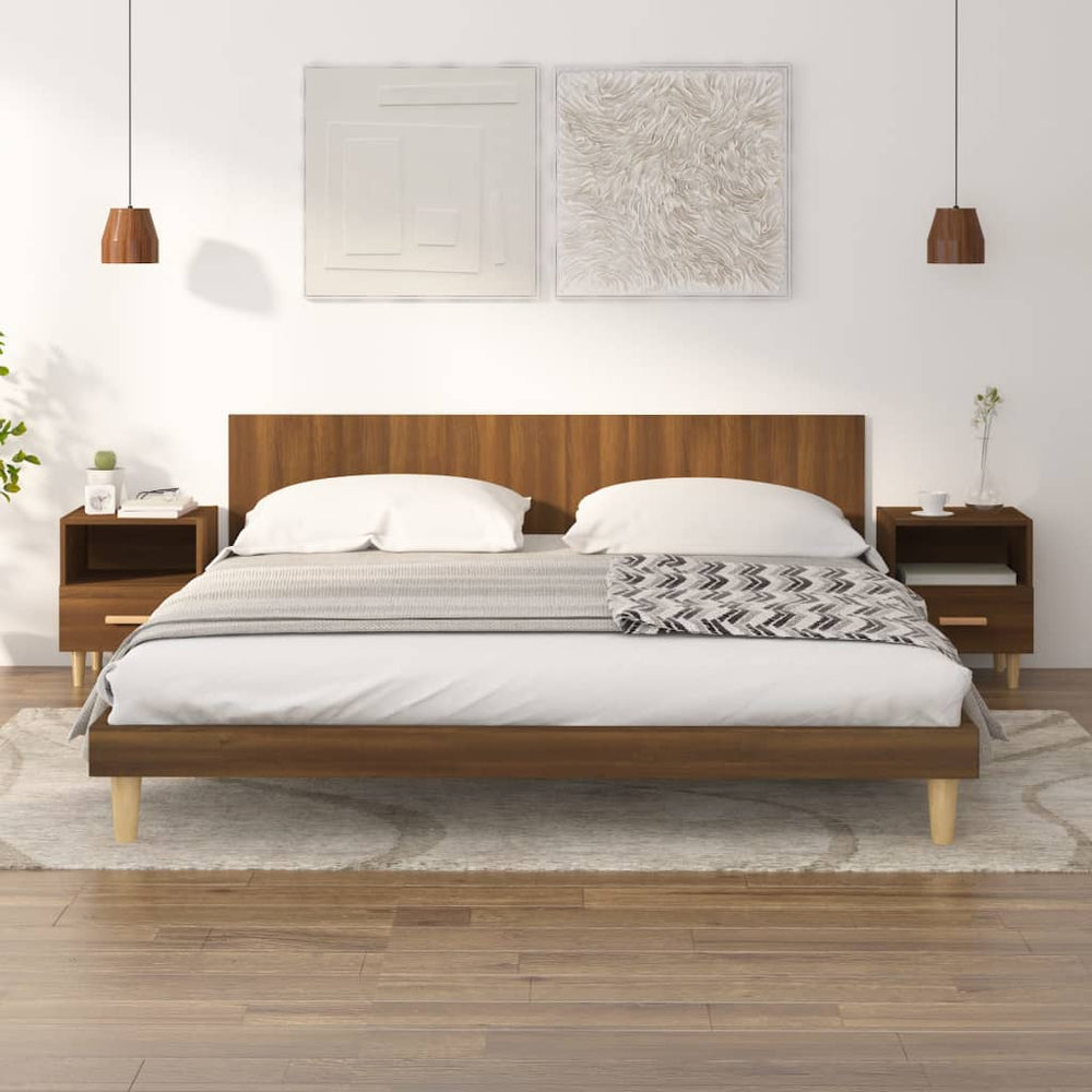 Nachttische 2er Set Braun Eichenoptik