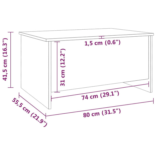 Couchtisch Räuchereiche 80x55,5 cm